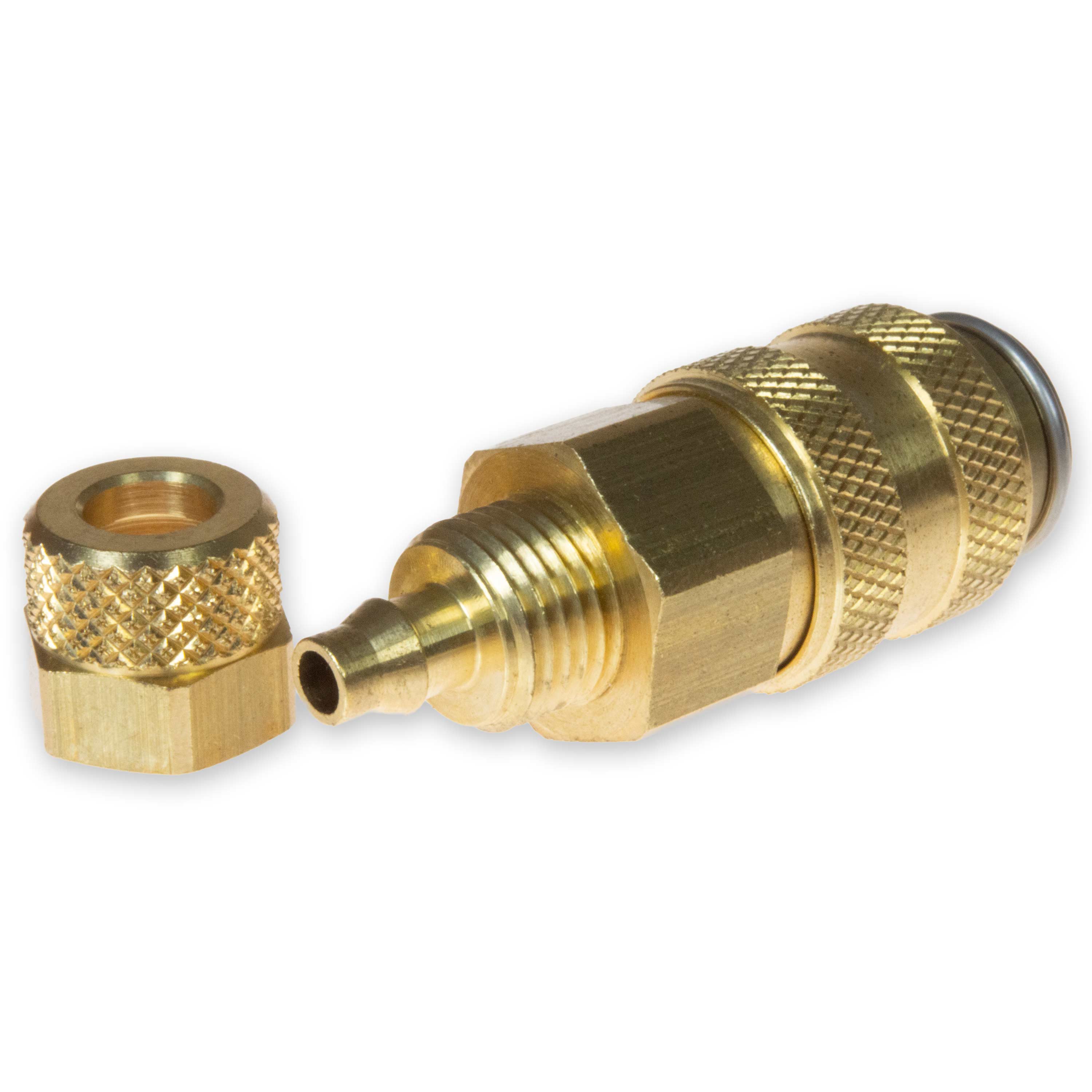 One-hand coupling brass for plastic tube 6/4 open