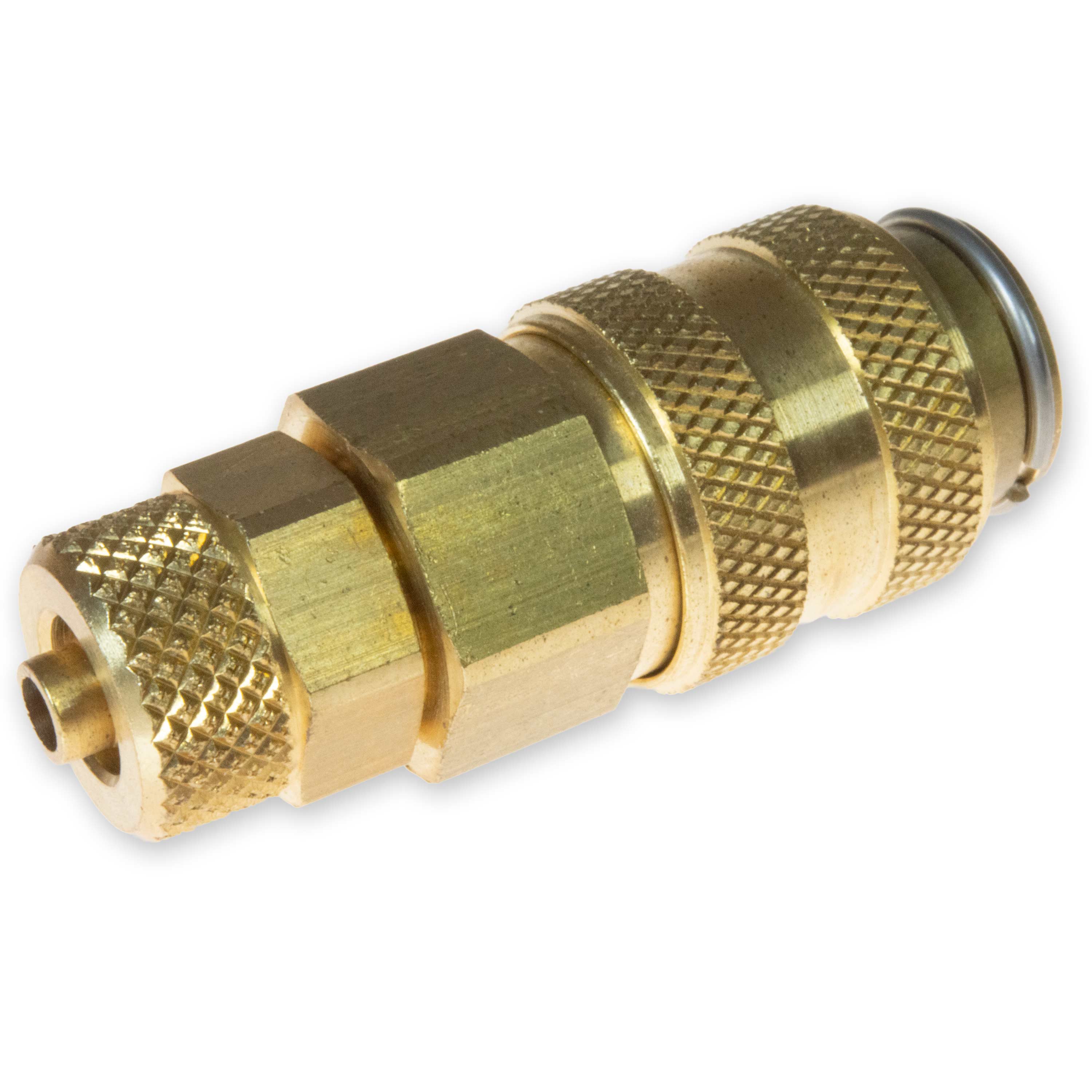 One-hand coupling brass for plastic tube 6/4