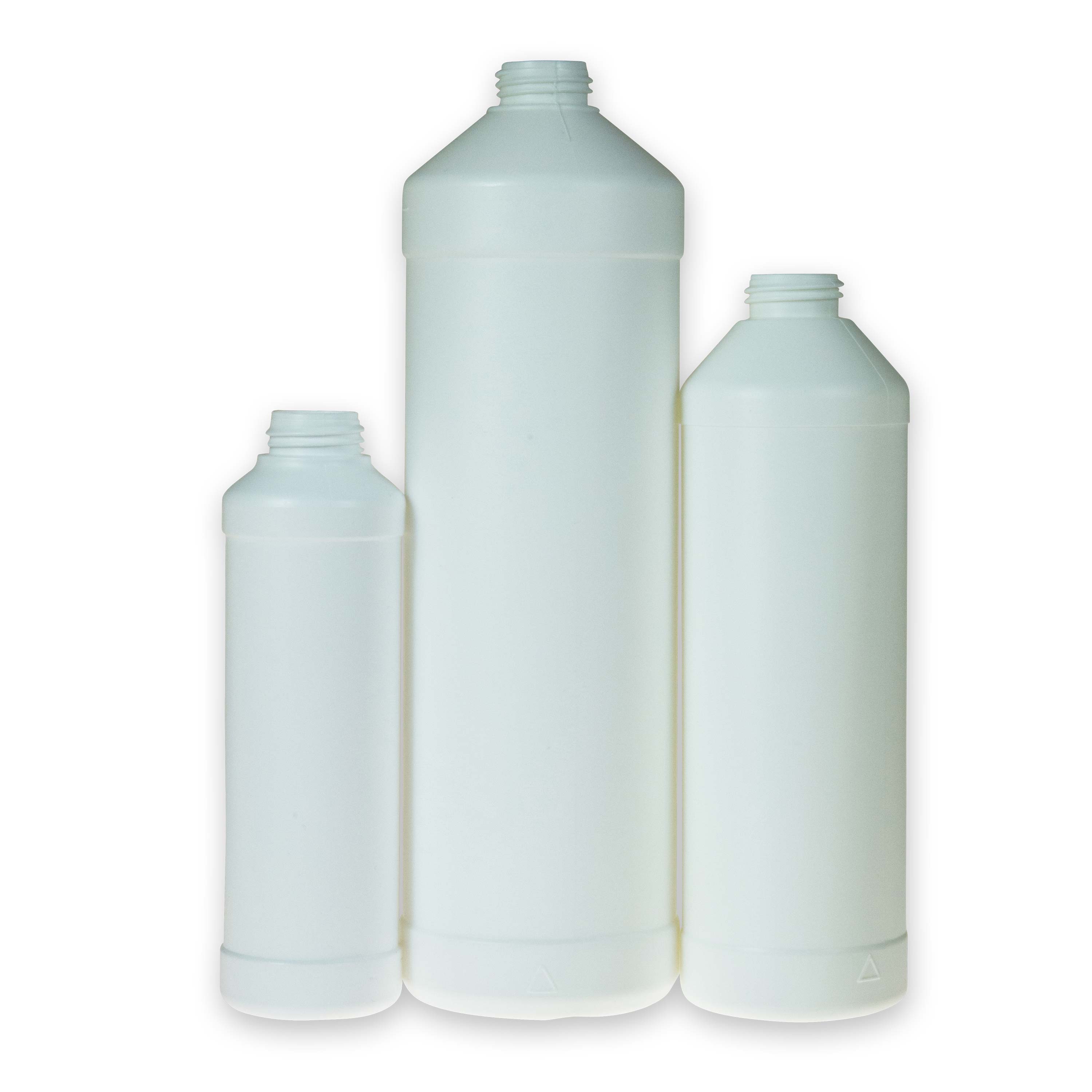 Cylindrical round bottle made of HDPE white