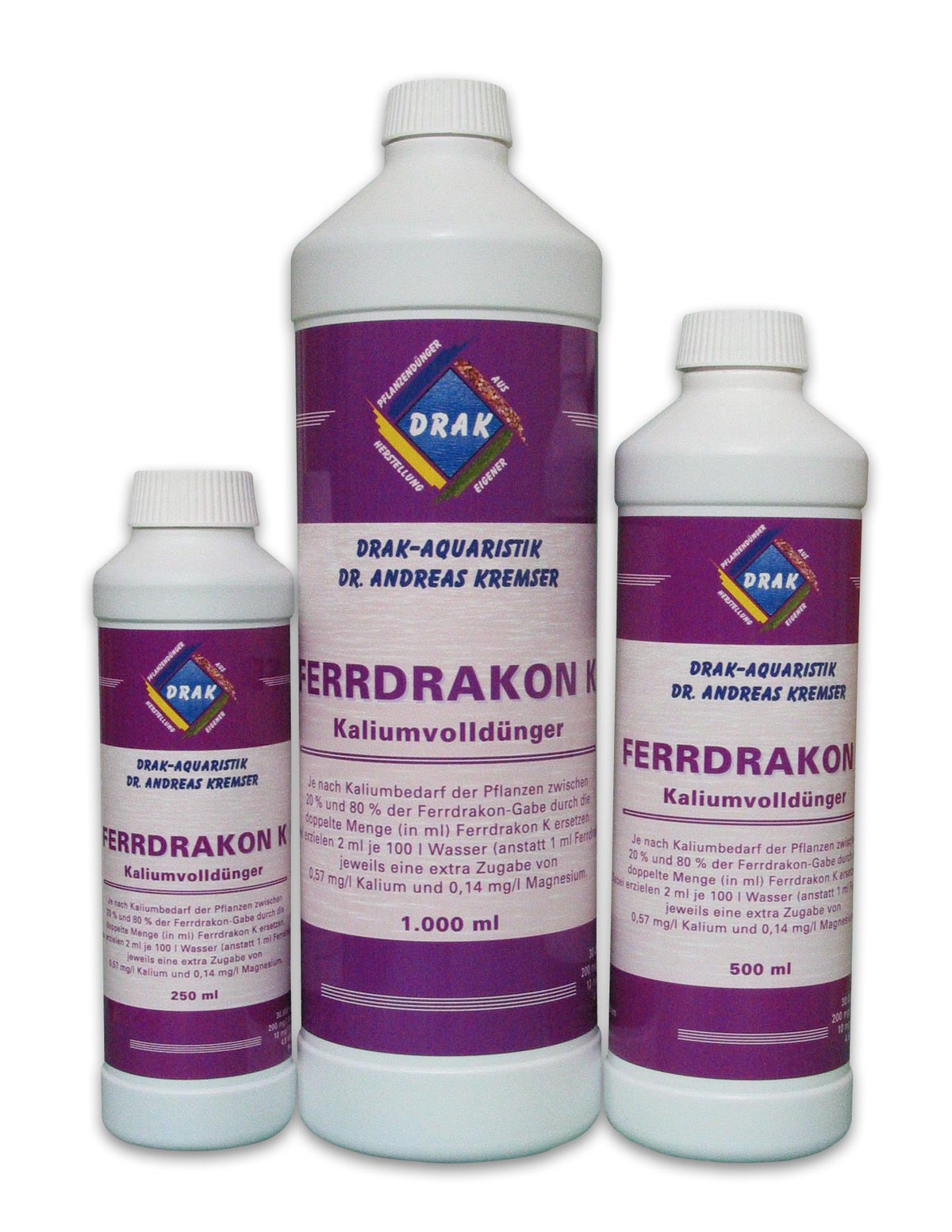 Ferrdrakon K Full Potassium Fertilizer Bottles